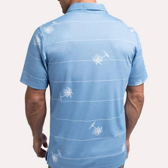 Travis Mathew Men’s | Pima Cotton Blend "Baumen Around" Golf Polo Blue Palm | XL - Picture 3 of 14